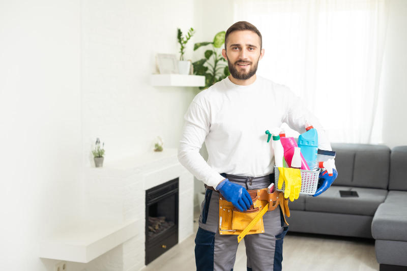 Male cleaners in uniform