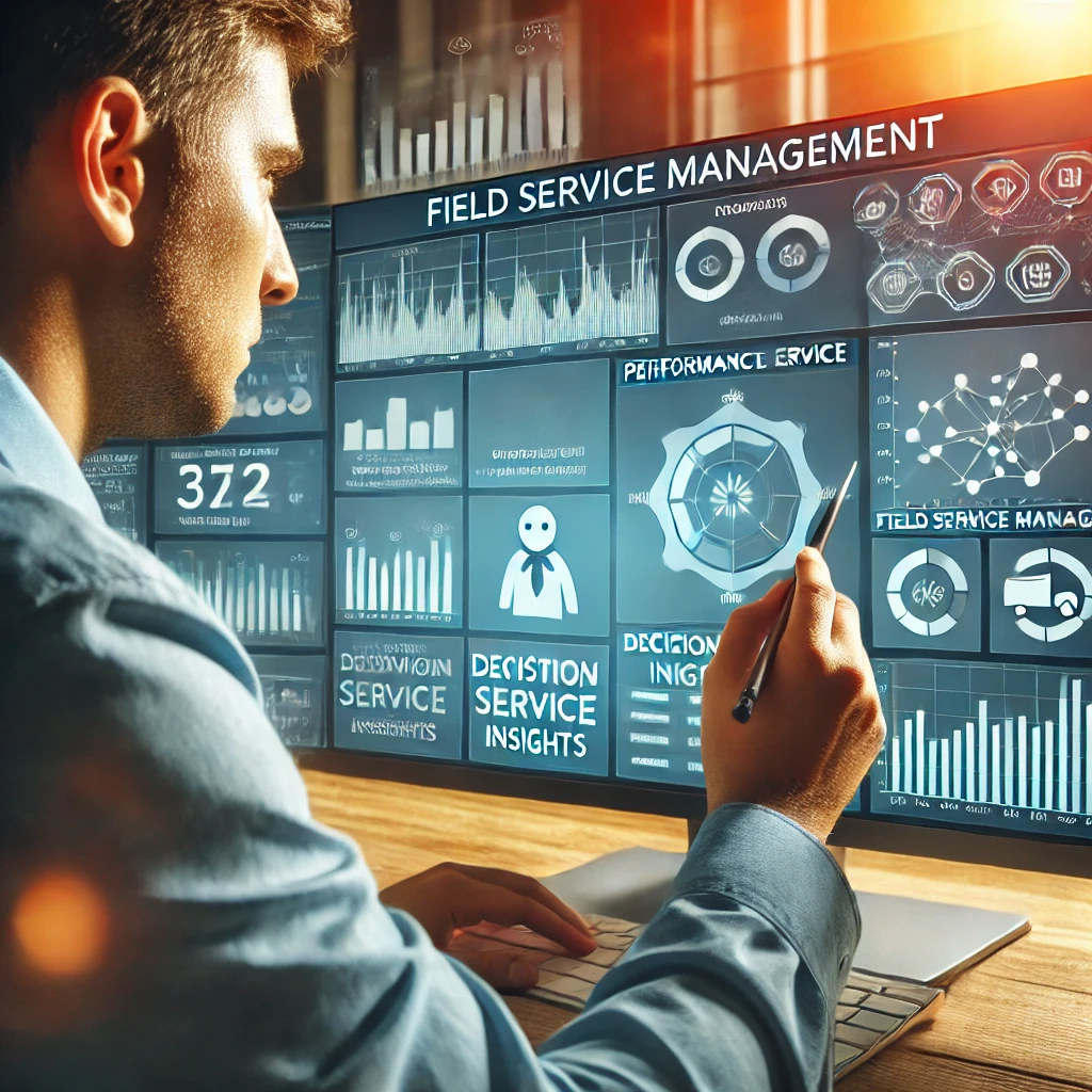 Data analytics dashboard in a Field Service Management system.